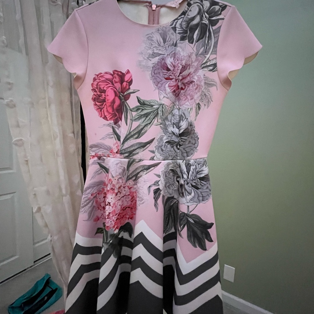 Ted Baker Pink and Gray Floral Dress